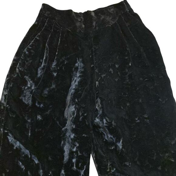 CHRISTIAN DIOR Y2K 80’s High Waisted Velvet Pants in Black - Size 8 - Picture 2 of 15